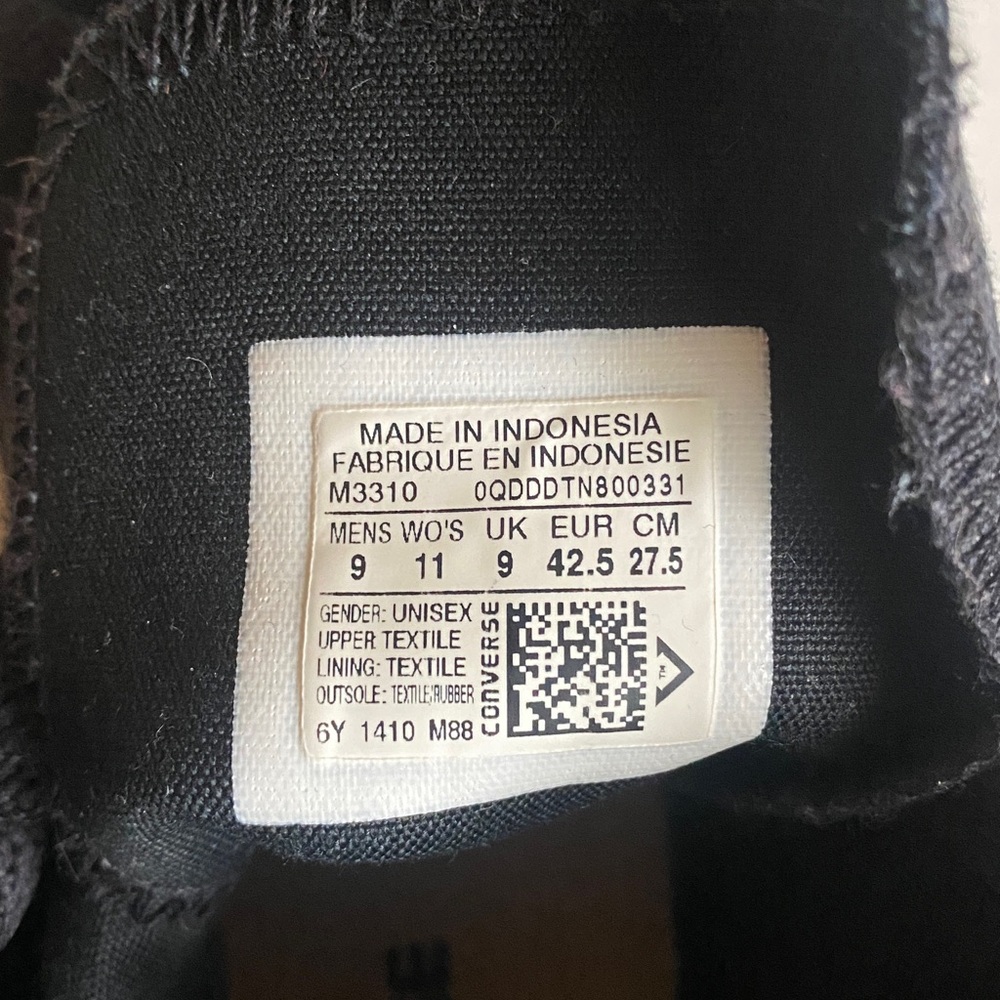 Converse All Star Black on Black High-Tops Men’s Sz 9 - Picture 7 of 9